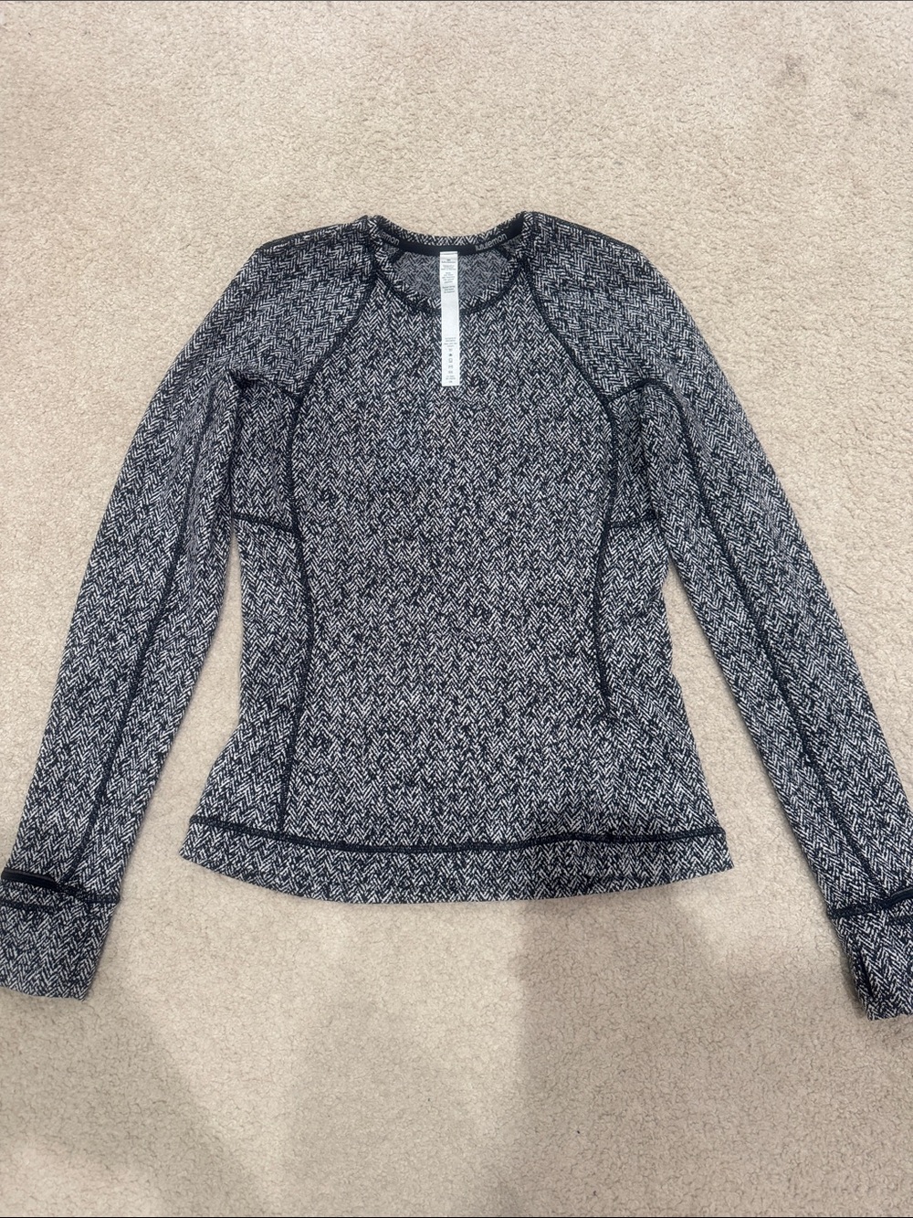lululemon athletica Black and White Long Sleeve Crew Top